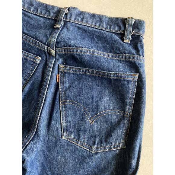 Vintage 70s Levis 646 Dark Wash High Rise Flare Crop Women's Petite 27X25 - Picture 7 of 11